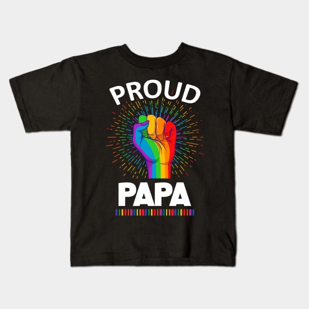 Proud Papa Gay Lgbt Kids T-Shirt by adrinalanmaji